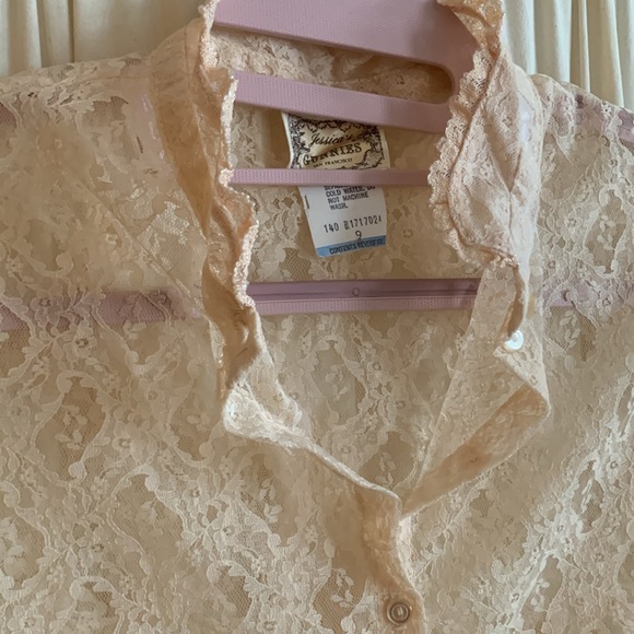 VTG NWOT Gold Label Jessica’s Gunnies San Fran Polyester Lace Button Down Shirt - Picture 7 of 11